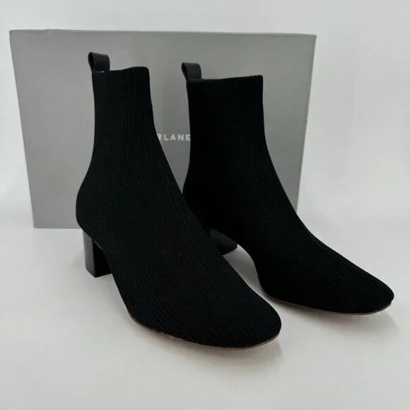 Everlane The Glove Boot in Black size 7.5 Women's Stretch Rib Knit Ankle Bootie - Picture 4 of 7
